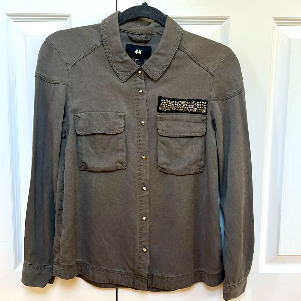 H&M Bead Embellished Button Down Shirt